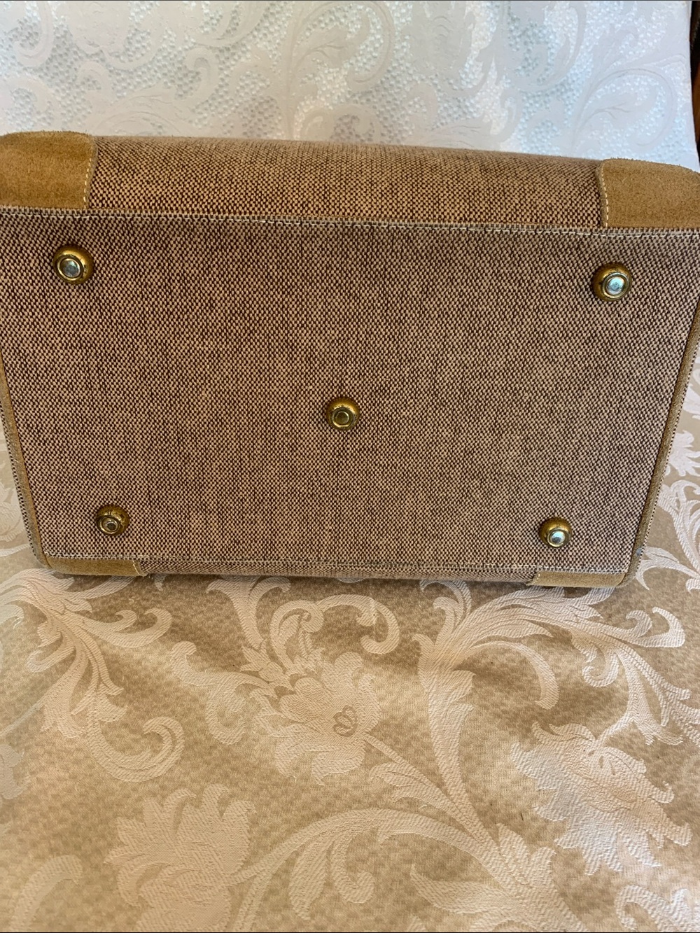 Vintage Classic Tweed 2 Piece Travel Set in Tan Canvas and Leather Trim - Picture 13 of 16